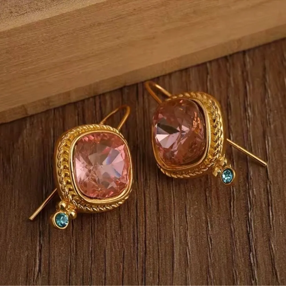 Vintage Gold Pink Earrings